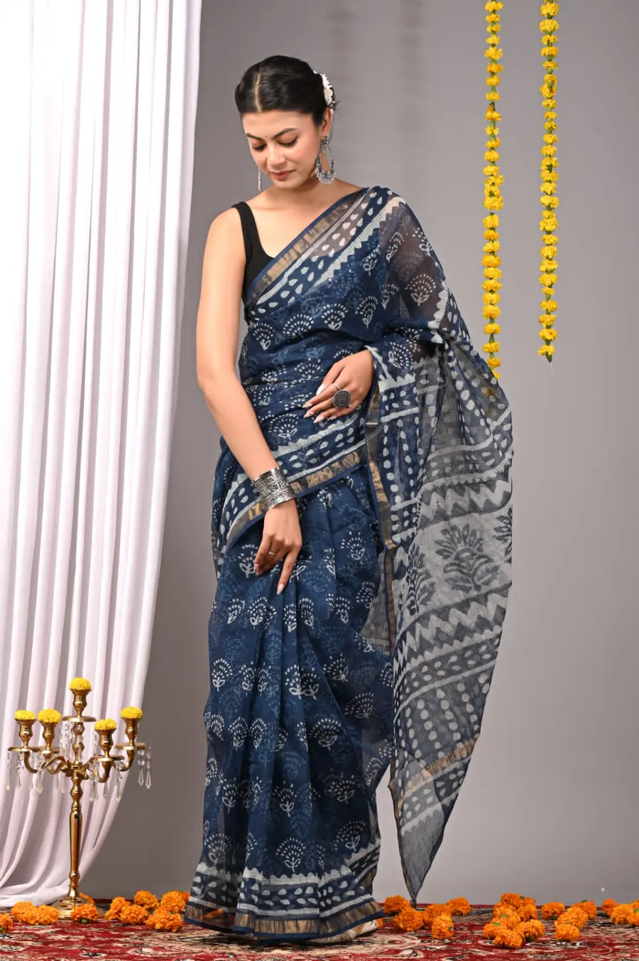 Handcrafted Bagru Print Kota Sarees 